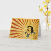 Wenskaart met Cool  Meisje Tekenen Kaart (Gele Bloem)