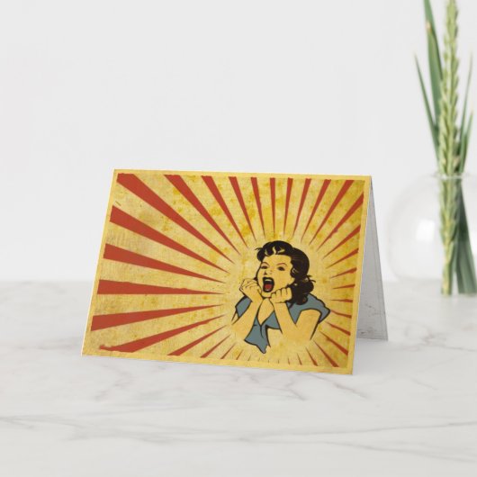 Wenskaart met Cool  Meisje Tekenen Kaart (Voorkant)