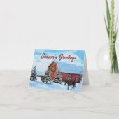 Wenskaart met de kerstoude rode kruis feestdagen kaart (Voorkant)