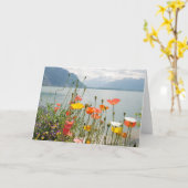 Wenskaart met de Scène van Zwitserland - Spatie Kaart (Gele Bloem)