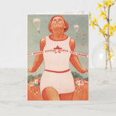 Wenskaart met de Vintage Propaganda van Sovjetunie Kaart (Gele Bloem)