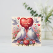 Wenskaart met duiven in liefde (Staand voorkant)
