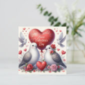 Wenskaart met duiven in liefde (Staand voorkant)