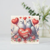 Wenskaart met duiven in liefde (Staand voorkant)