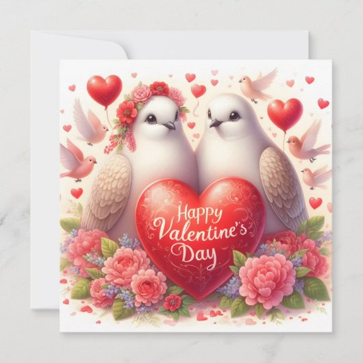 Wenskaart met duiven in liefde (Voorkant)