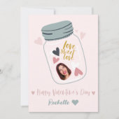 Wenskaart met een pot met harten en jouw gezicht ♥ feestdagenkaart (Voorkant)