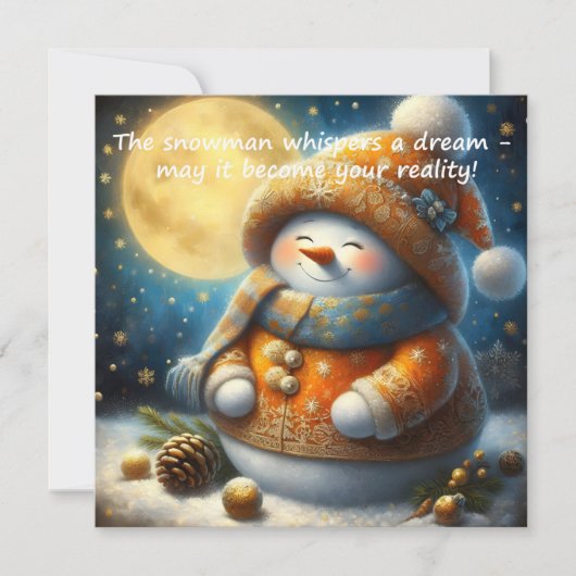 Wenskaart met een schattige sneeuwman (Voorkant)