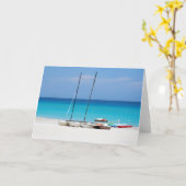 Wenskaart met een tropisch strand kaart (Gele Bloem)