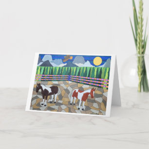 Wenskaart met Glas in lood tekening Kaart