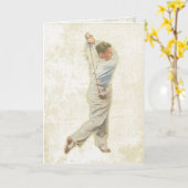 Wenskaart met  golfspeler kaart (Gele Bloem)