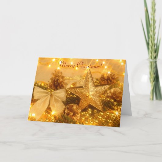 Wenskaart met gouden kerst feestdagen kaart (Voorkant)
