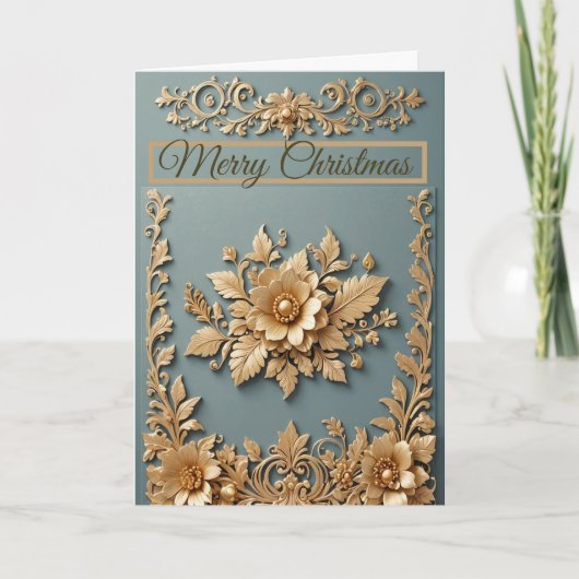 Wenskaart met gouden kerst kaart (Voorkant)