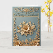 Wenskaart met gouden kerst kaart (Gele Bloem)