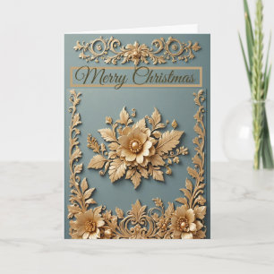 Wenskaart met gouden kerst kaart