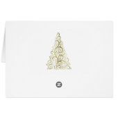 Wenskaart met gouden kerstbomen en sneeuwvlokken (Achterkant Horizontaal)
