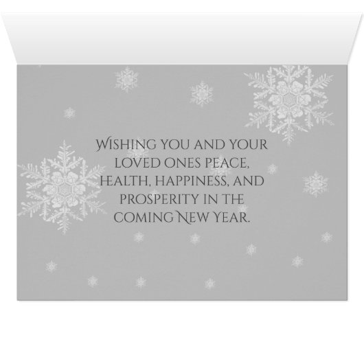 Wenskaart met gouden kerstbomen en sneeuwvlokken (Binenzijde Horizontaal (Onderkant))