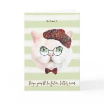 wenskaart met grappige kattenquote 'beterschap'