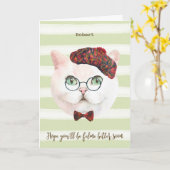 wenskaart met grappige kattenquote 'beterschap' kaart (Gele Bloem)