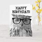 Wenskaart met grappige uilenfoto kaart (Gele Bloem)