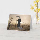 Wenskaart met grijsvulling kaart (Gele Bloem)