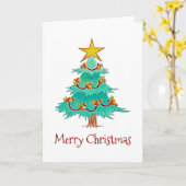 Wenskaart met groene en gouden kerstbomen kaart (Gele Bloem)