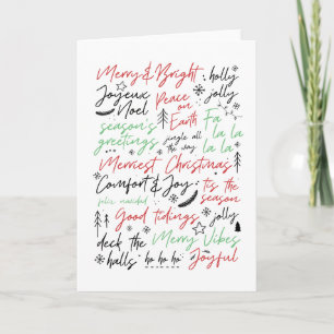 Wenskaart met handschrift kersttypografie kaart