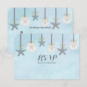 Wenskaart met hangende zeester en zanddollar stran kaart (Voorkant / Achterkant)