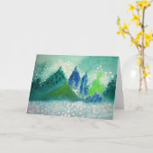 wenskaart met het altijdgroene bomen schilderen kaart (Gele Bloem)