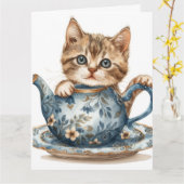 Wenskaart met kattenthema kaart (Gele Bloem)