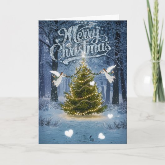 Wenskaart met kerstangels kaart (Voorkant)