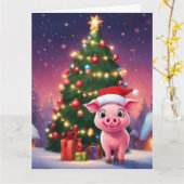 Wenskaart met kerstbeklimming kaart (Gele Bloem)