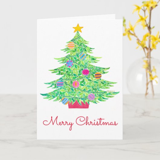 Wenskaart met kerstbomen kaart (Gele Bloem)