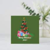 Wenskaart met kerstboomflap feestdagenkaart (Staand voorkant)