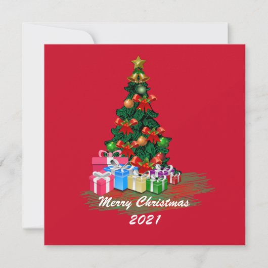Wenskaart met kerstboomflap kaart (Voorkant)
