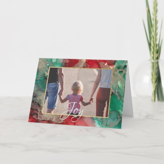 Wenskaart met kerstcadeautjes en groenen feestdagen kaart (Voorkant)