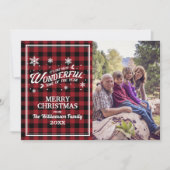 Wenskaart met kerstfoto's met rood pantserfeest Kaart (Voorkant)