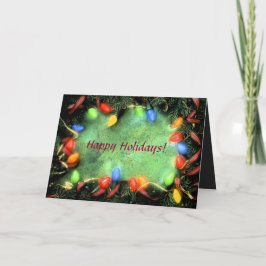 Wenskaart met kerstlampjes feestdagen kaart