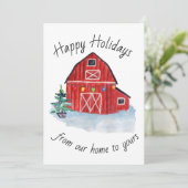  Wenskaart met kerstrode Barn (Staand voorkant)