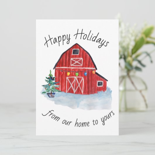  Wenskaart met kerstrode Barn (Staand voorkant)