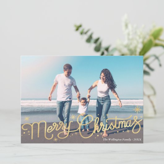 Wenskaart met kerstscript, Magical Kerstmis Feestdagenkaart (Staand voorkant)