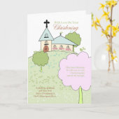 wenskaart met kleine kerkscène kaart (Gele Bloem)