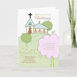 wenskaart met kleine kerkscène kaart