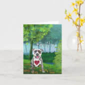 Wenskaart met kleurrijke Pitbull Kaart (Gele Bloem)