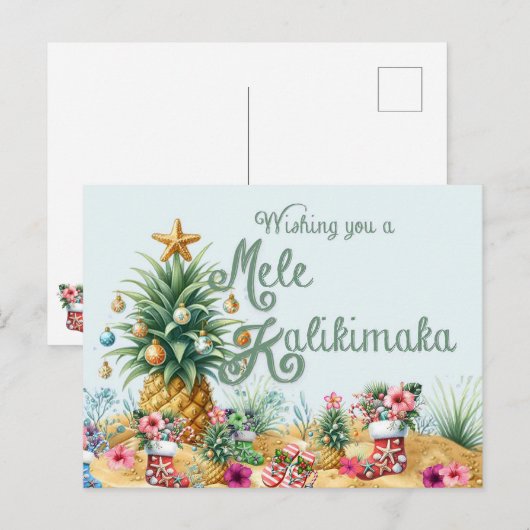Wenskaart met Mele Kalikimaka Feestdagenkaart (Voorkant / Achterkant)