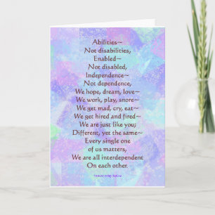 Wenskaart met mijn ABILITIES gedicht Kaart