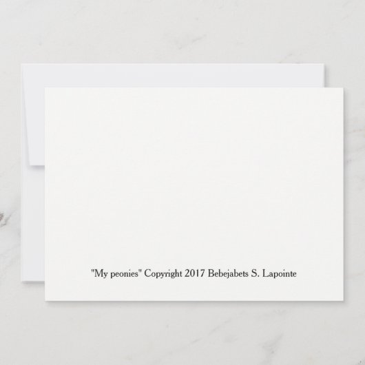 Wenskaart met mooie pioenrozen kaart (Achterkant)