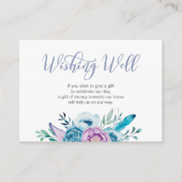 Wenskaart met paarse bloemen informatiekaartje