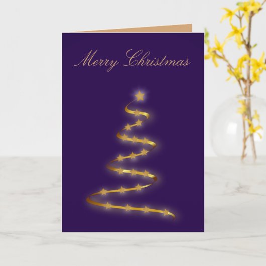 Wenskaart met Paarse en gouden kerstbomen Kaart (Gele Bloem)