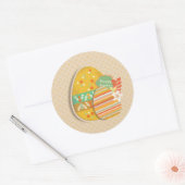 Wenskaart met paasei-symbool ronde sticker (Envelop)