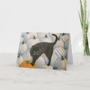 Wenskaart met pompoen voor zwarte katten kaart